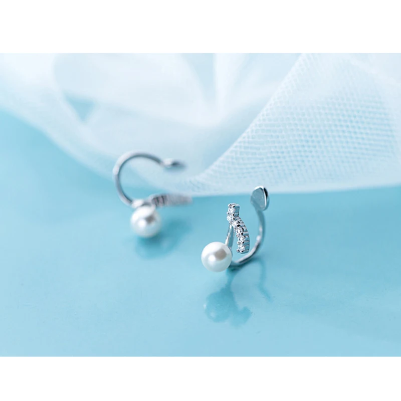 925 пробы серебряные Кристальные музыкальные ноты каффы для ушей маленькие серьги