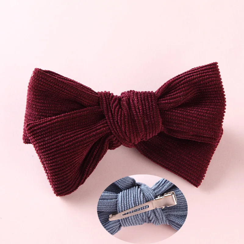 Burgundy with clip Повязки на голову или заколки для волос, аксессуар для волос из ткани для девочек - Цвет: Burgundy with clip
