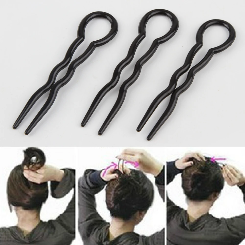 

3piece/set 2017 Fashion ABS Japan OL Favorites U Shape Hair Clips Hairclip Grips Plastic Forks Hair Styling Accessories