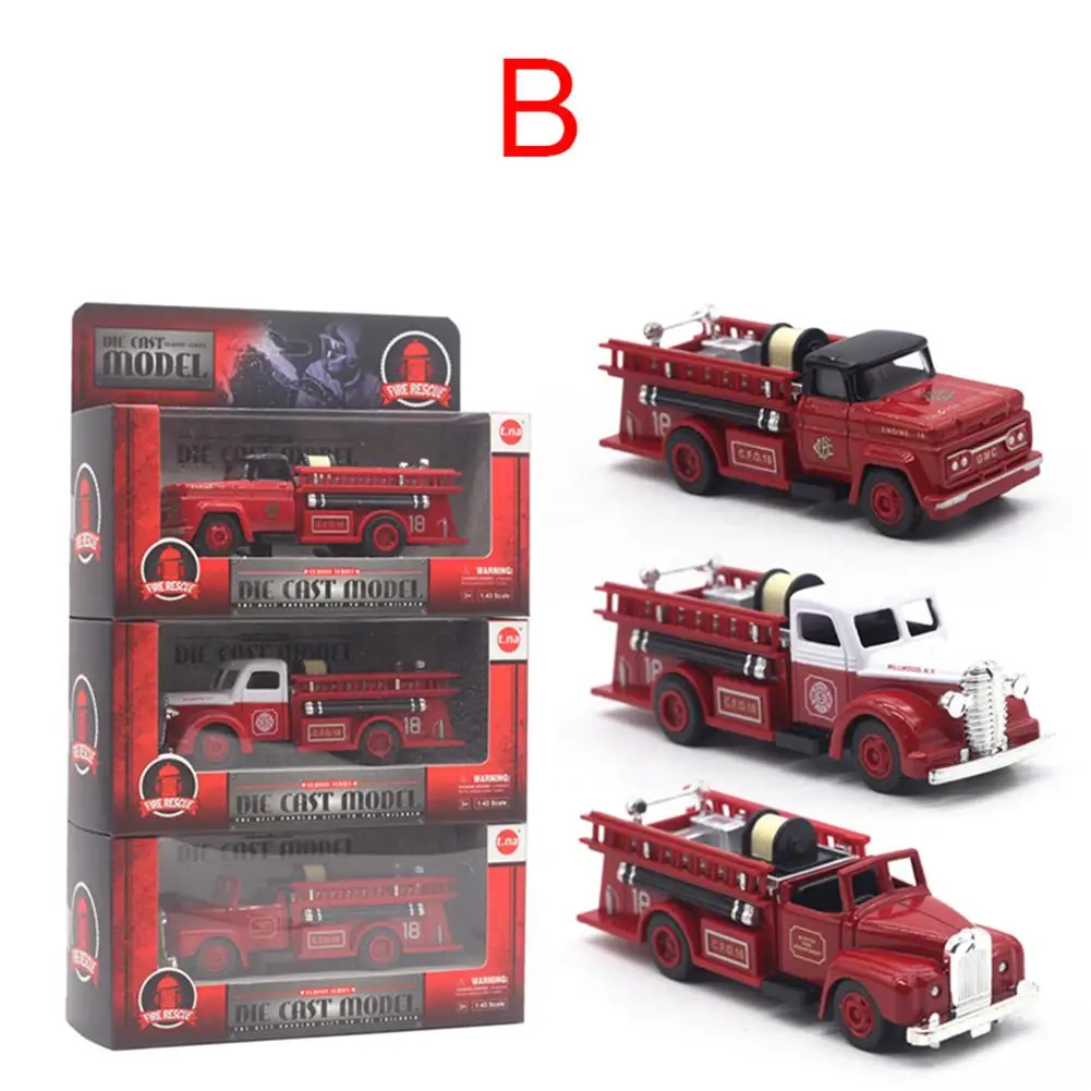 Red 1:43 Ретро моделирование Европейская коллекция пожарной машины Модель классический сплав Литье Комбинированная игрушка автомобиль - Цвет: Red