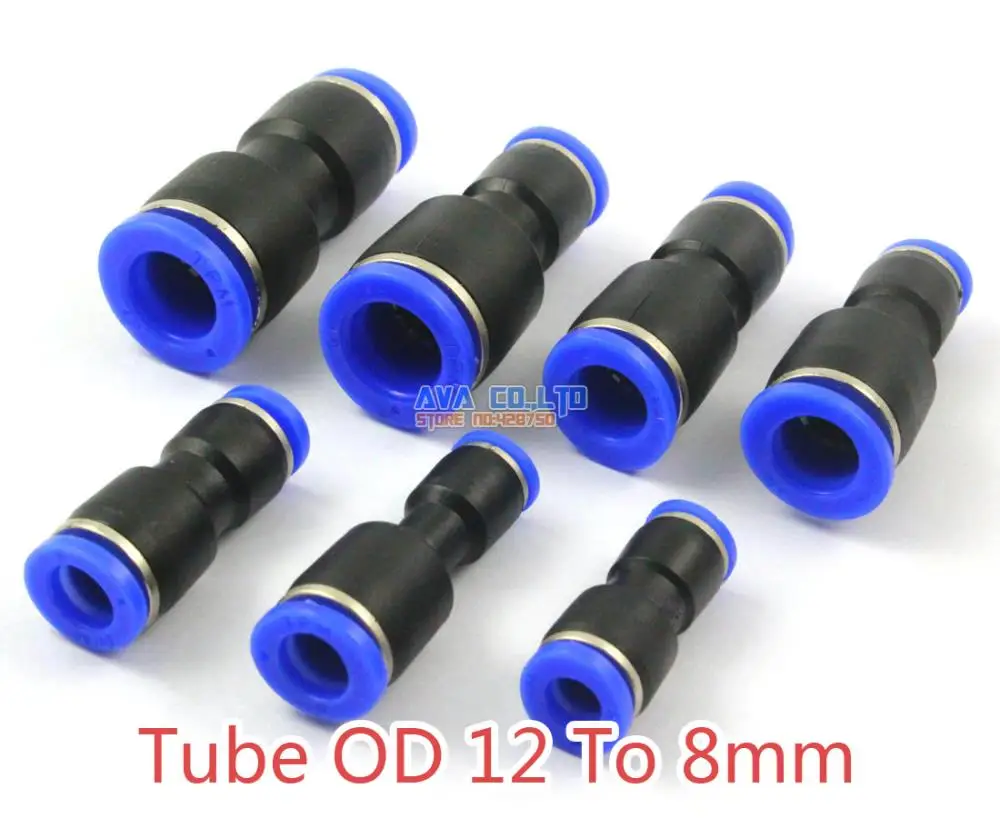 

20 Pieces Pneumatic Straight Reduced Union Tube OD 12 To 8mm Air Push In To Connect Fitting One Touch Quick Release Fitting