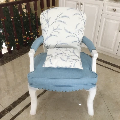 skyblue linencotton Американский Одноместный стул для отдыха из твердой древесины в стиле ретро, европейский стиль, подлокотник, стул для кафе, обеденный стул, для учебы, спальни, компьютерное кресло - Цвет: skyblue linencotton