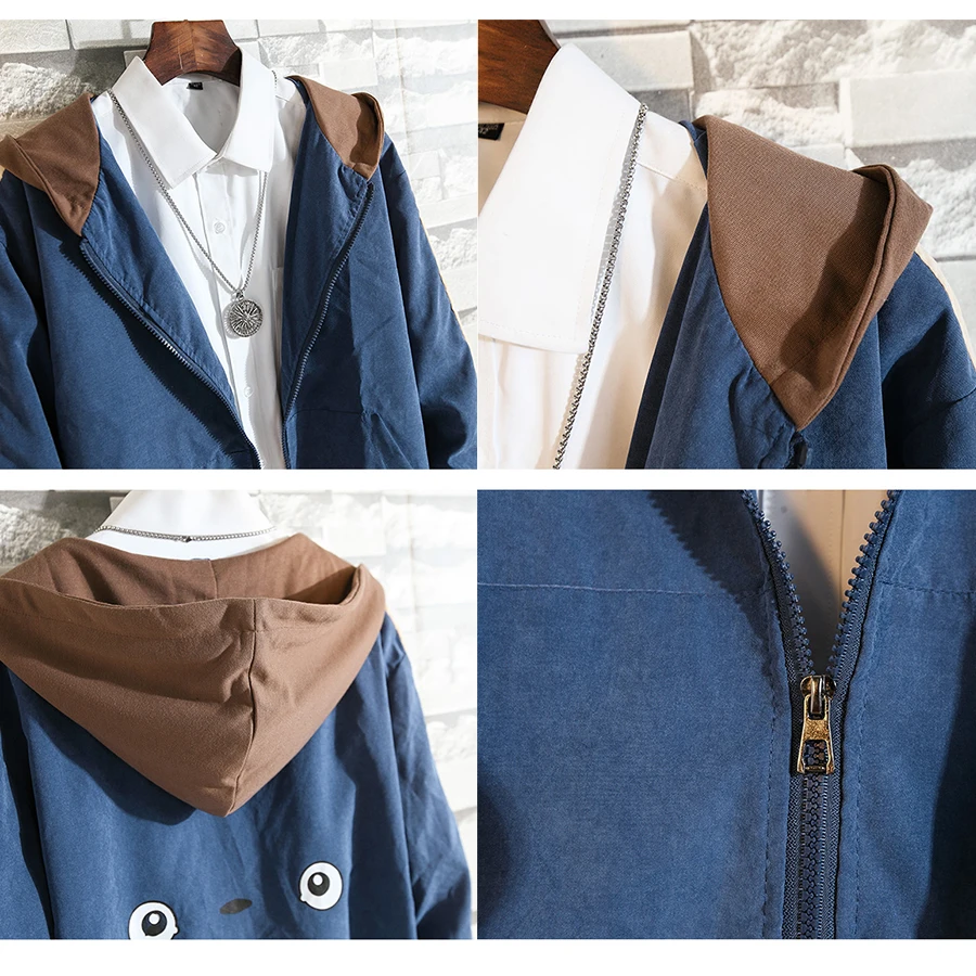 Забавная мужская куртка с капюшоном в стиле хип хоп на молнии для колледжа сезон