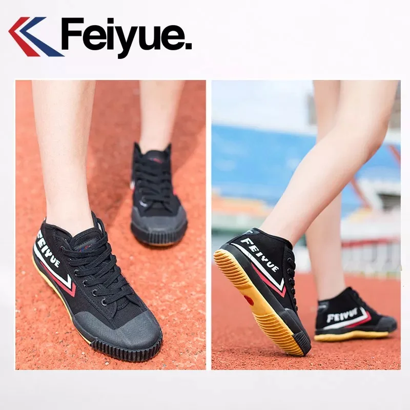 Feiyue/Мужская и женская обувь; оригинальная Классическая обувь В рыцарском стиле; Черная парусиновая резиновая обувь на шнуровке; кроссовки