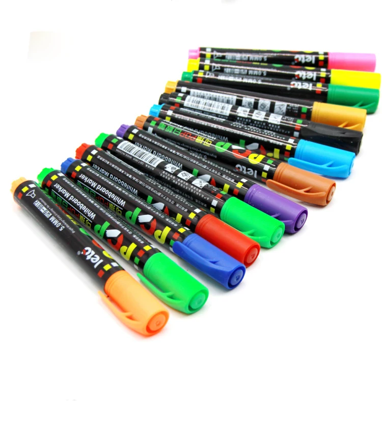 

12 colors Erasable whiteboard marker, POP paper / glass writting pen markers
