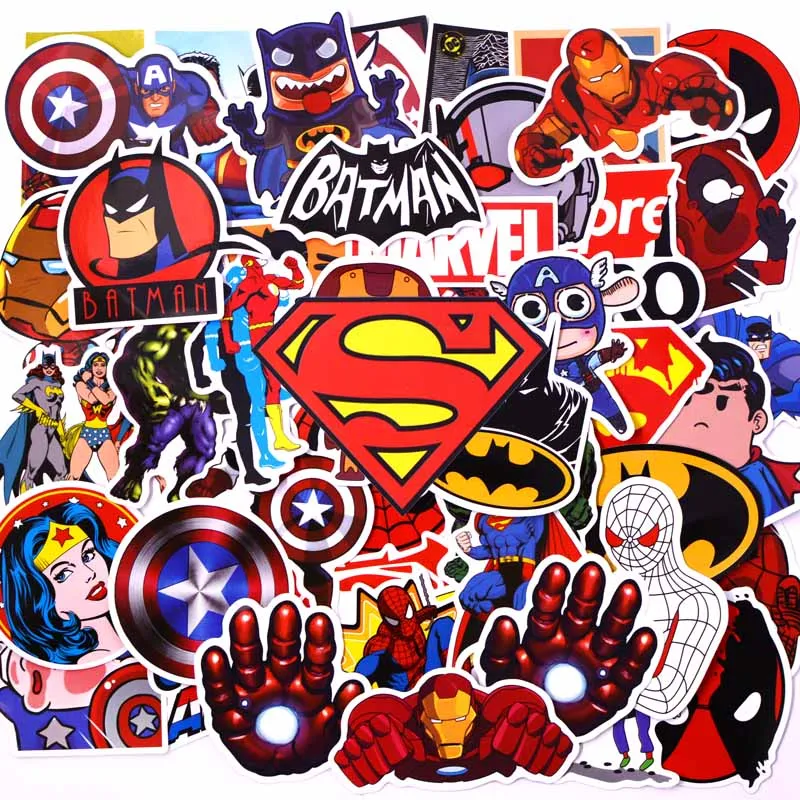 Super hero A 50 шт. наклейки "Мстители" для багажа ноутбука Наклейка скейтборд супер наклейки герои велосипед мотоцикл холодильник бомба JDM крутая наклейка - Цвет: Super hero A