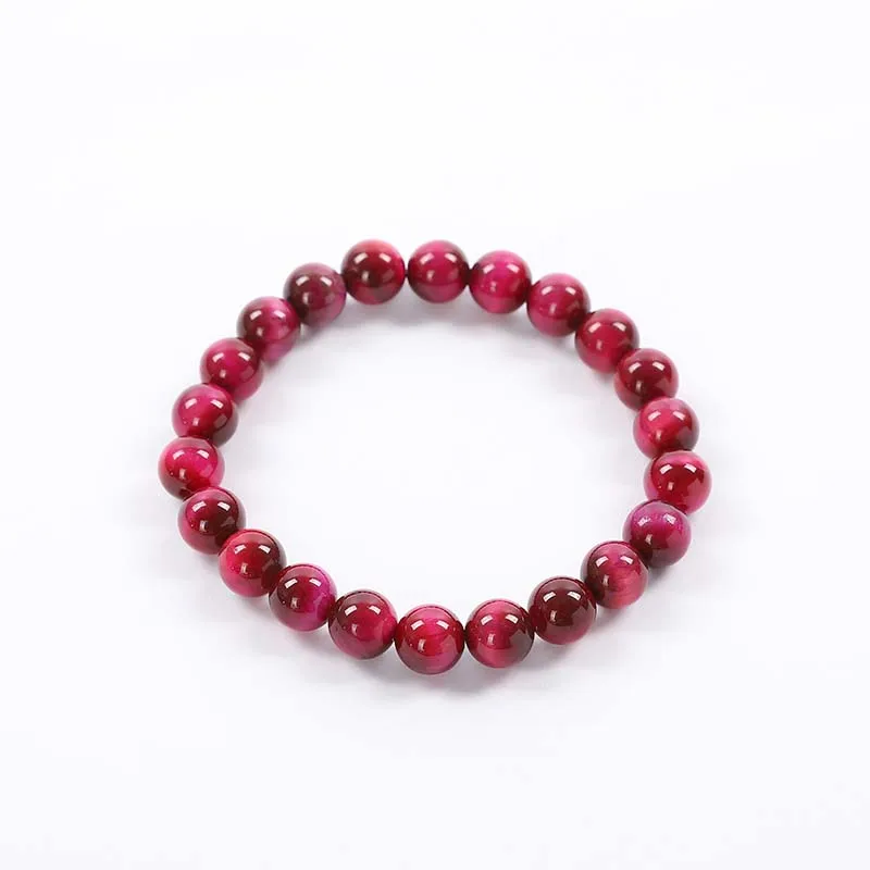 Rose red Высокое качество синий желтый розовый красный золотой зеленый из тигрового глаза с Буддой Браслеты Натуральный Камень круглые бусины эластичность веревка для мужчин и женщин - Окраска металла: Rose red