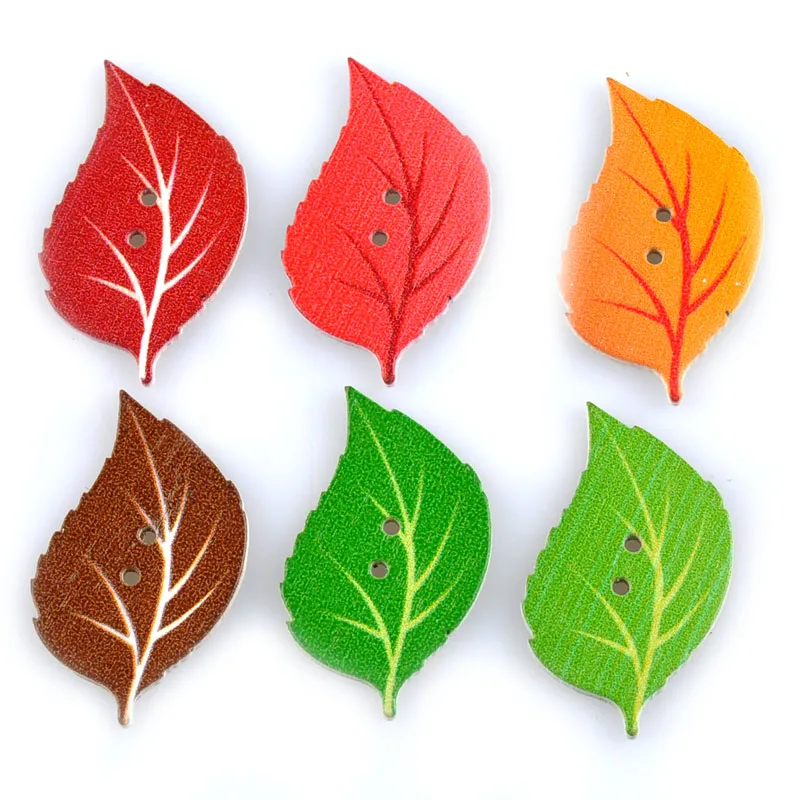 DIY деревянные кнопки для детей Скрапбукинг Смешанные Красочные листья шаблон