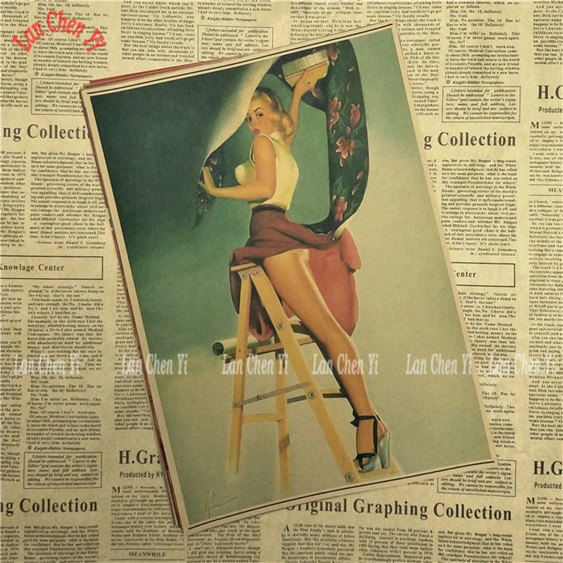 PINUP GIRLS № 3 Вторая мировая война винтажные крафт-бумажные принты четкое