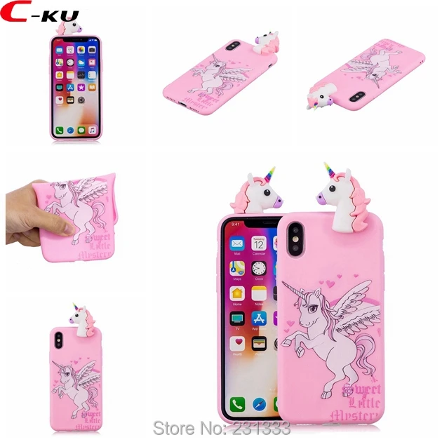 C ku 3D единорог мультфильм мягкий ТПУ чехол для Iphone X XS 8 7 Plus 7PLUS 6 6S SE 5 5S Iphone8 панда