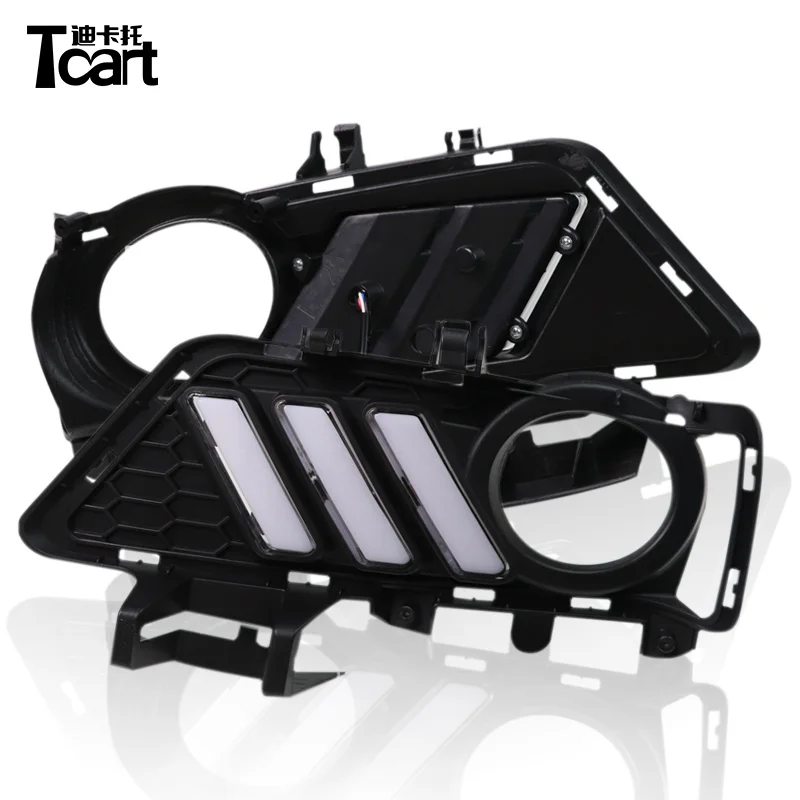 

Tcart 2pcs LED DRL ice-blue Daytime running lights Fog lamps with Yellow Turn Signal For BMW F30 3 Series 2018 2019 car styling