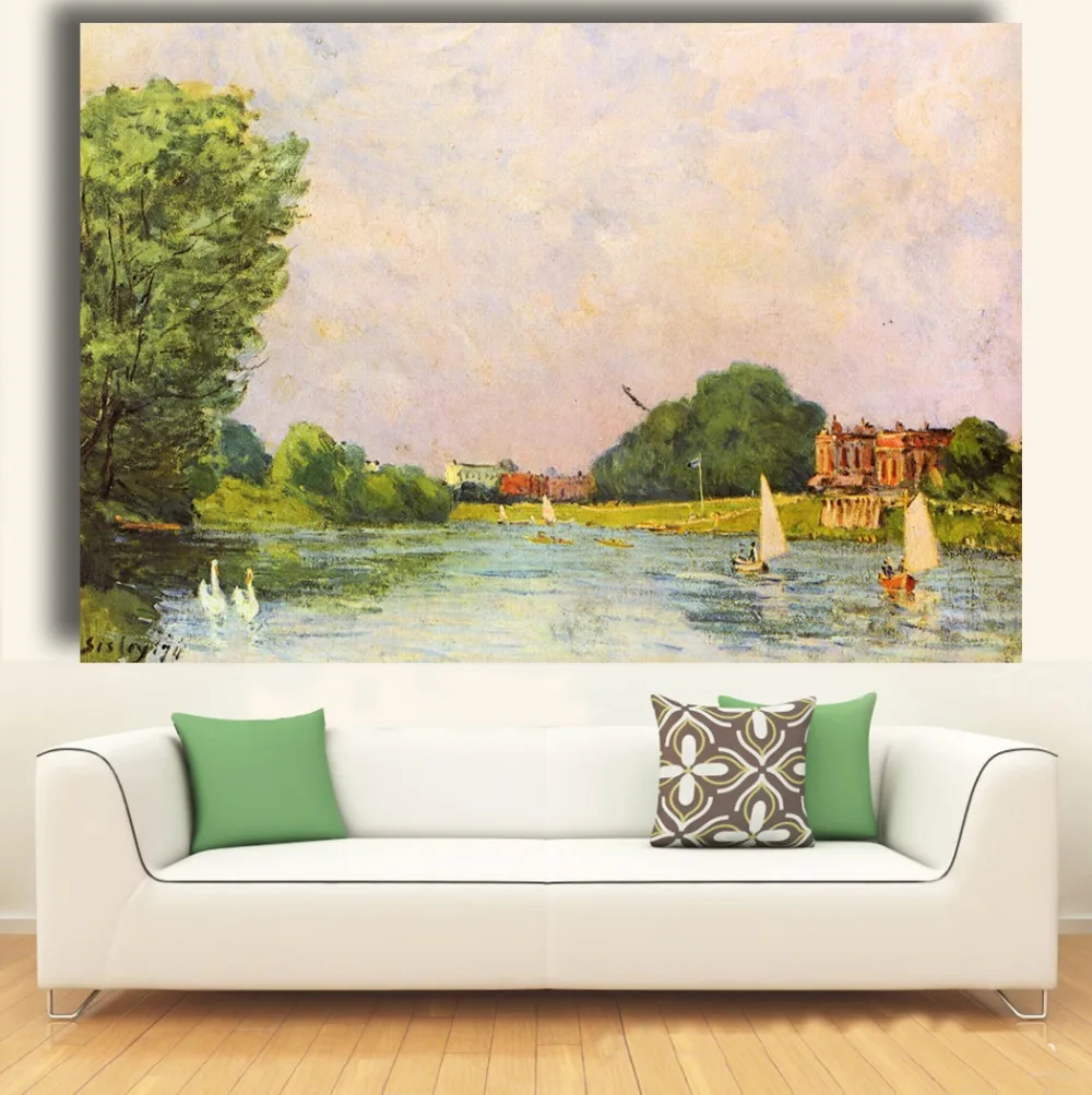 Impression Thames на Хэмптон корт масляной живописи стены Художественные полотна