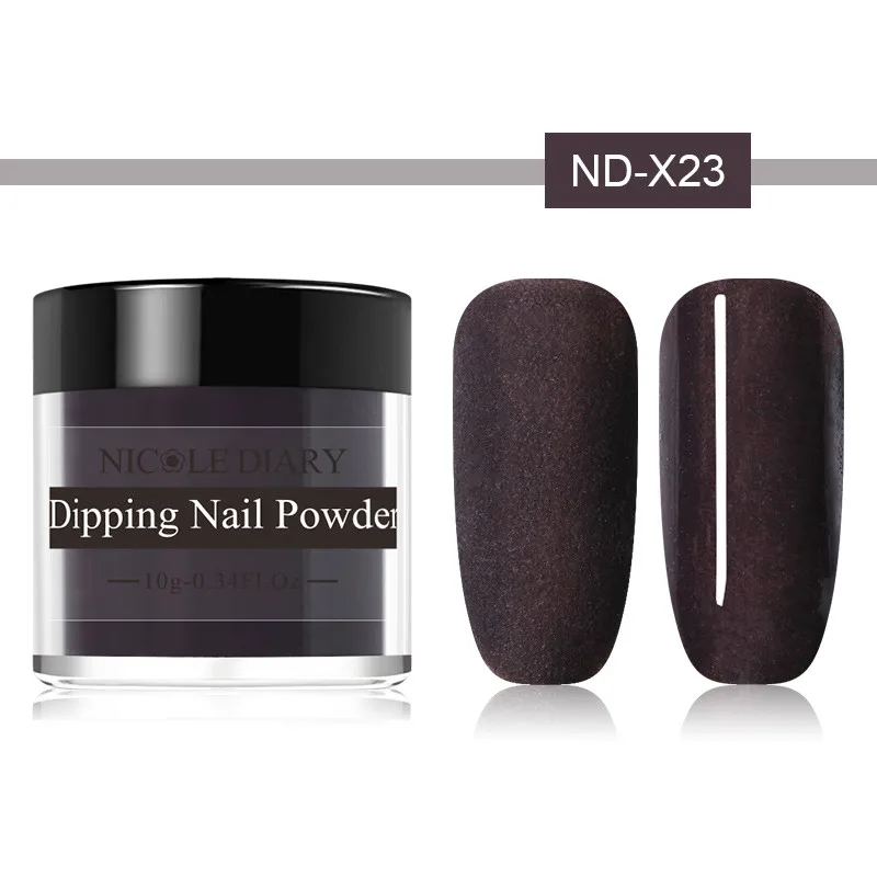 ND-X23 NICOLE DIARY 10 г, набор пудры для погружения ногтей, блестящая Порошковая голографическая пудра для маникюра, сухая хромированная пудра для украшения ногтей, гель - Цвет: ND-X23