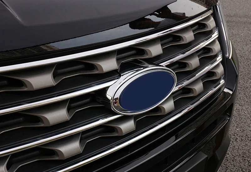 Для Ford Explorer 2016 2017 ABS Хромированная передняя средняя решетка гриль кольцо Крышка
