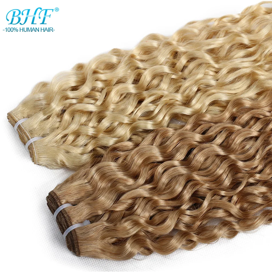 BHF Ombre Blonde Water Wave Human hair P27/613# Highlight Piano Remy Hair Weft 100g 18