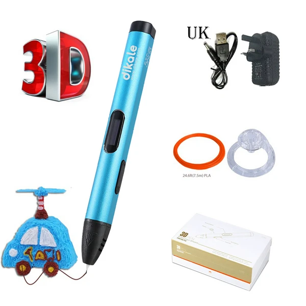 Dikale 3D Ручка для печати 5 В DIY 3D ручка карандаш usb зарядка 3D ручки для рисования нить PLA для детей учебное Моделирование игрушки подарок - Цвет: Blue UK