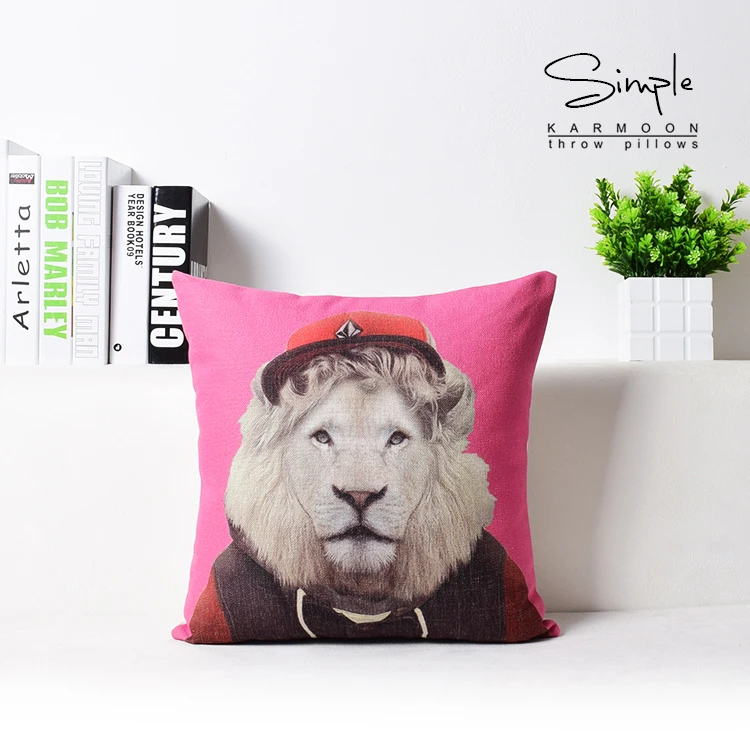 Льняное платье животных накидки на подушки кот &quotЗебра&quot Лев &quotпанда&quot