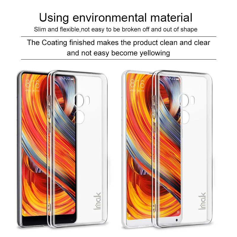 IMAK Crystal Case Transparent Durable PC Hard Cover for Xiaomi Mi Mix 2 Back MiMix Clear |