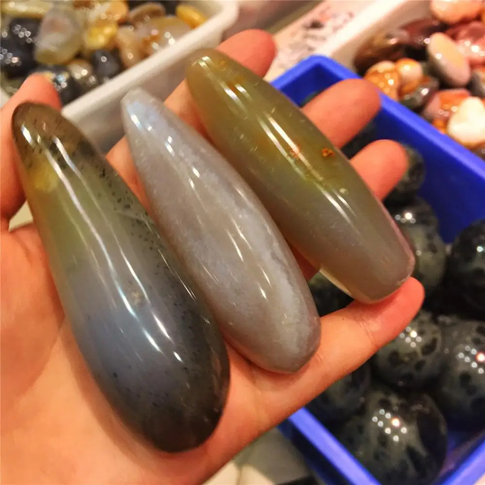 1 шт. AAA качественный Натуральный Серый Агат кварц Массажная палочка с