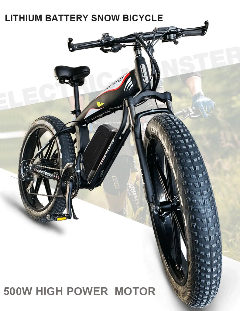 На заказ 26 дюймов Ebike Электрический горный велосипед fat 4,0 tries Снежный пляжный велосипед внедорожный 6 спиц колеса 48 в 500 Вт Электрический