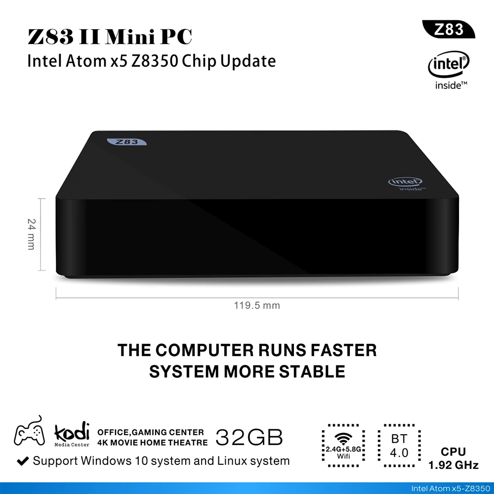 Z83II приставка 10 Мини ПК baytrail Z8350 TV box HD дисплей 2G 32 GB windows10 телеприставке Media Player