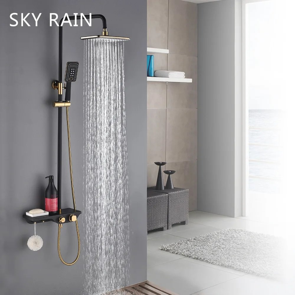 SKY RAIN античный ABS пластик 304 SUS термостатическая Золотая душевая лейка