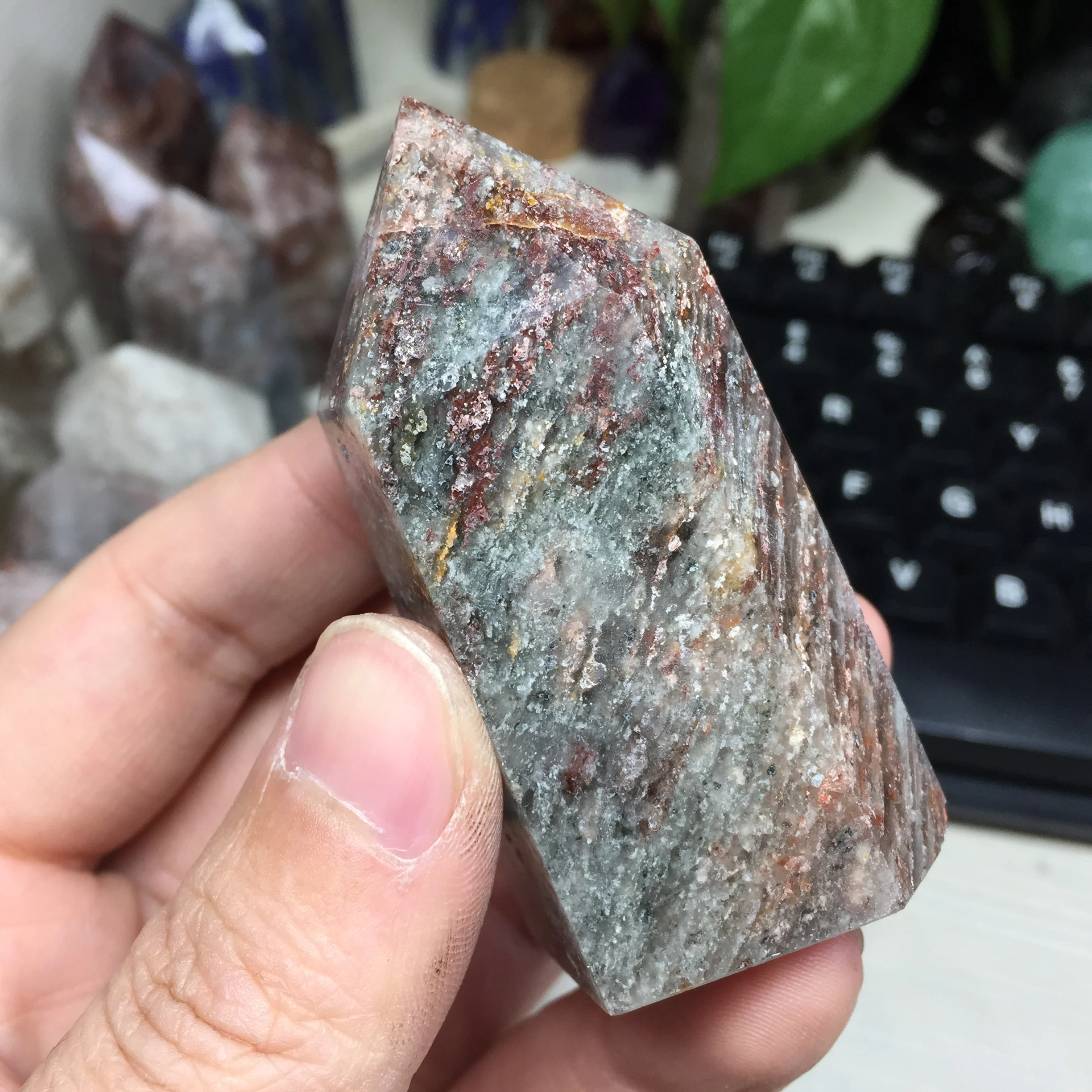 102 г натуральный исцеляющий Phantom Quartz Crystal Wand Clear Hierarchy Details Decoration Stone # BH1189|Камни| |