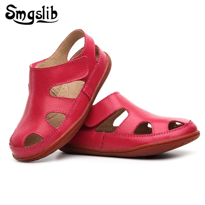 Size25-37 Повседневные детские сандалии из натуральной кожи; коллекция года; летняя пляжная обувь для маленьких мальчиков; сандалии-гладиаторы на плоской подошве для маленьких девочек