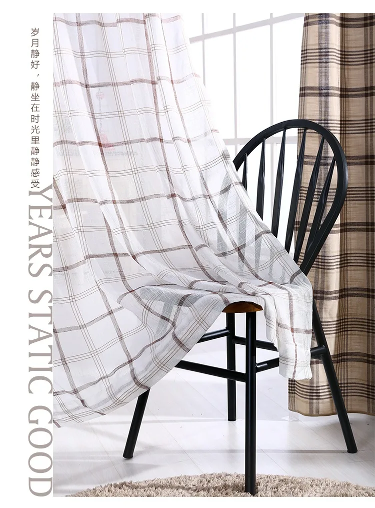 Новые хлопковые занавески в американском стиле клетку из окрашенной пряжи ткани