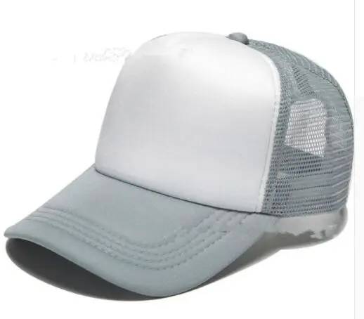 Gray and white 50 шт./лот,, сделай сам, логотип водителя грузовика, сетчатые кепки, Разноцветные бейсболки из полиэстера, бейсболки, бейсболки Gorros - Цвет: Gray and white