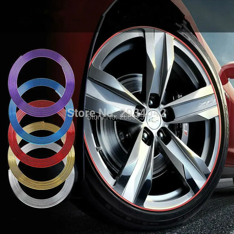8 м автомобильные аксессуары хромированная защита обода колеса световая рамка