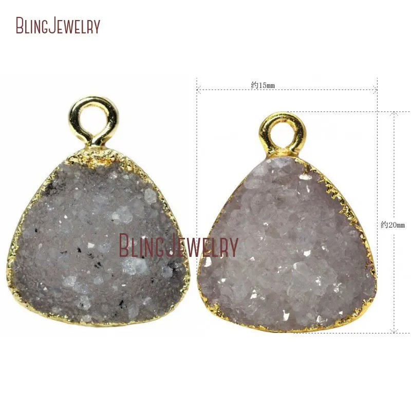 

Druzy Charm Drusy Triangle Gold Bail Pendant with Gold Electroplated PM24191