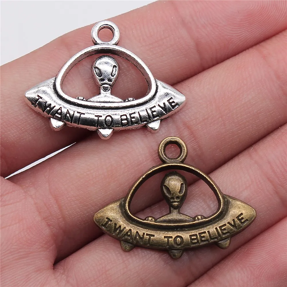 WYSIWYG 10 шт UFO Подвески античные серебряные цвета Alien Charm для DIY ожерелье ювелирные