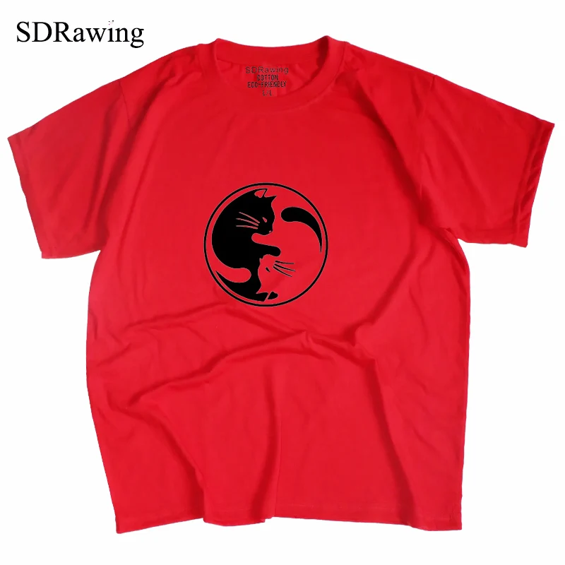 Футболка для влюбленных с изображением кошки Инь-Янь футболки мультяшным