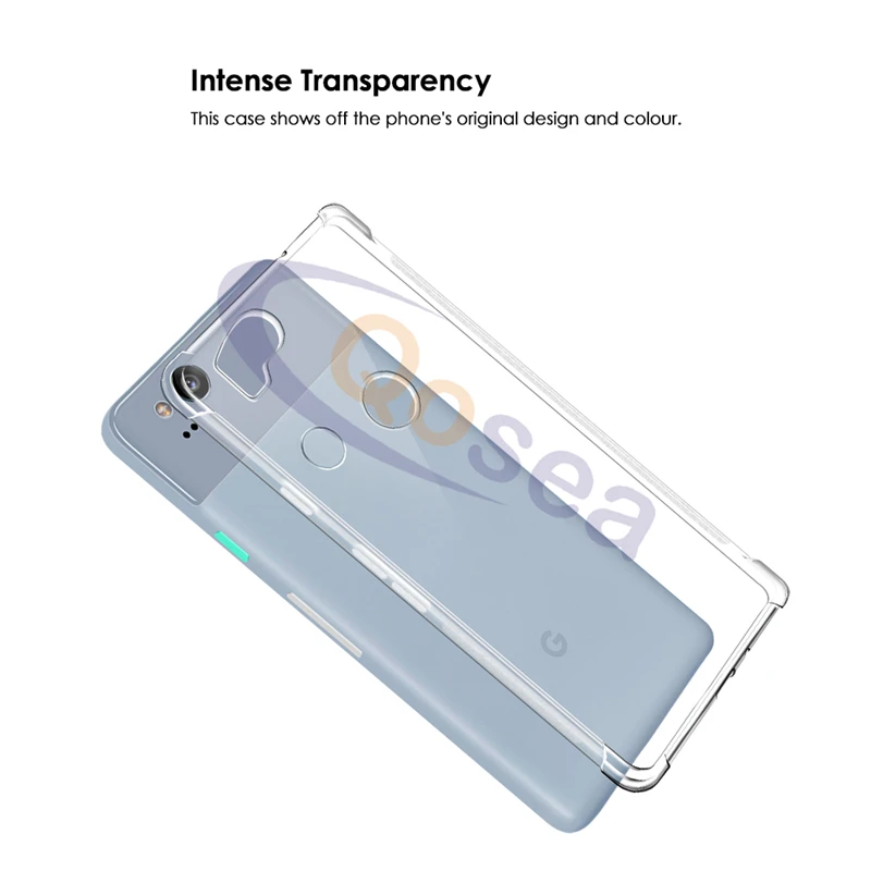 Qosea для Google Pixel 2 Чехол прозрачный тонкий мягкий силиконовый Ultra Clear ТПУ подушки