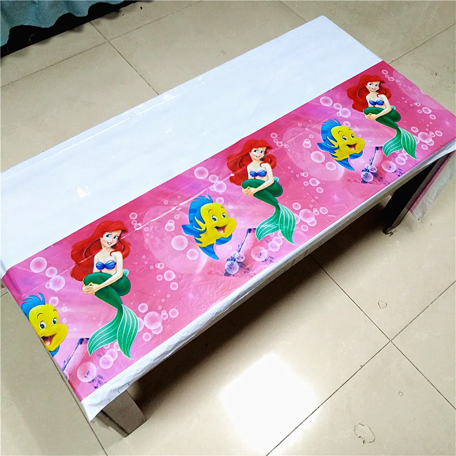 108cm*180cm Mermaid Party Supplies Table cloth For Kids Girls Cover Ariel Theme Birthday Festival Decoration Tablecover | Дом и сад