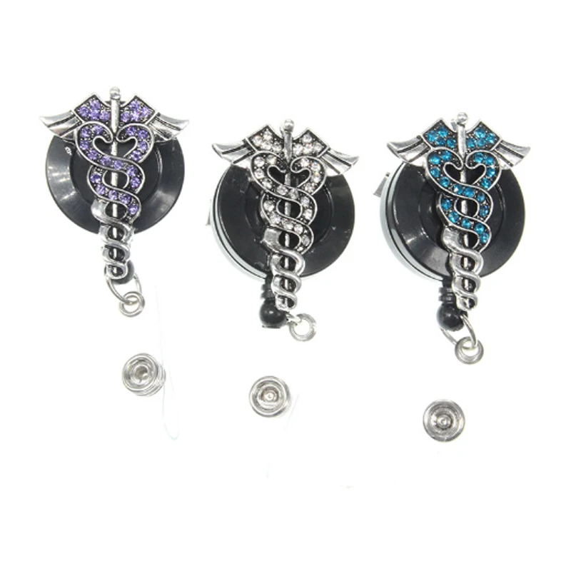 

10pcs/lot Medical doctor angel wing Alloy Metal Retractable nurse meidcal id badge holde/ id badge reel
