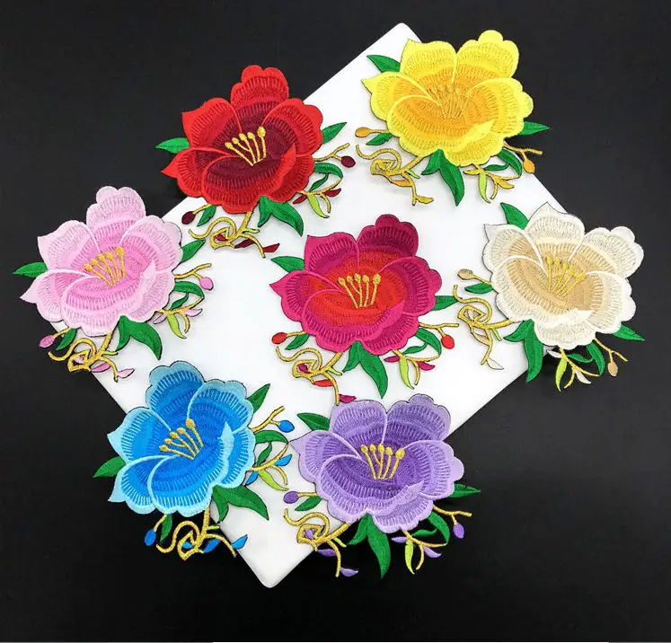 

New arrival 20 pcs flowers Embroidered patches iron on Jeans coat tshirt bag dress decor repair Motif accessory diy