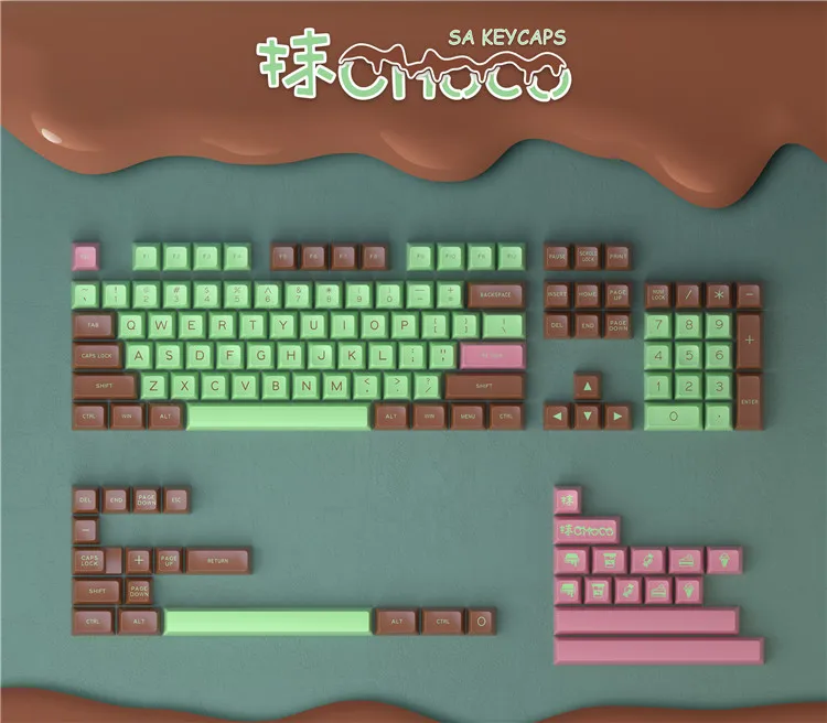 MAXKEY Mchoco SA профиль колпачки Набор для проводной USB механическая клавиатура Вишневый выключатель MX брелки