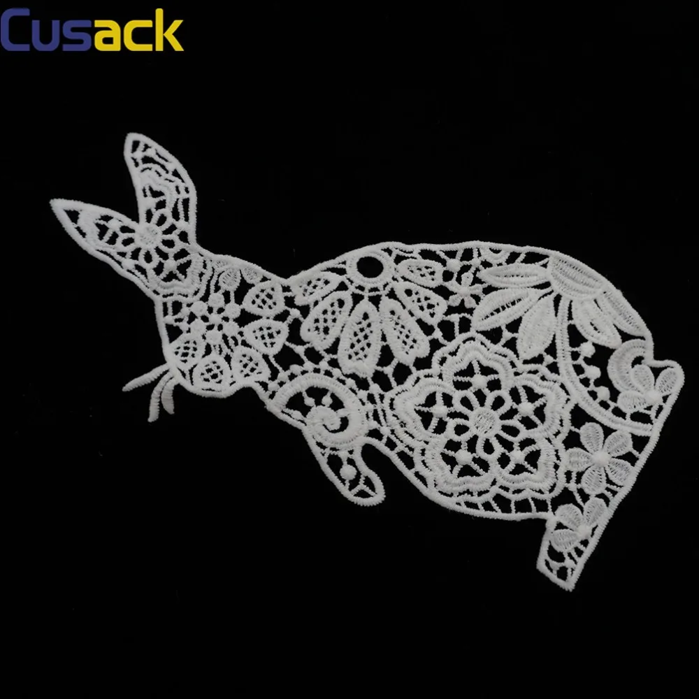 Cusack белый кролик животное Кружева Аппликация ручной работы DIY одежды платье