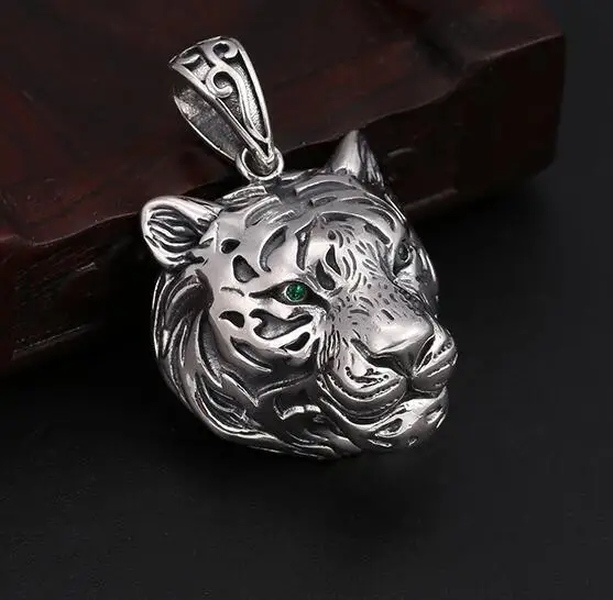 Pendant Only Новинка 925 Серебряное ожерелье C подвеской в виде тигра 925 пробы удача голова тигра кулон счастливый зверь амулет - Окраска металла: Pendant Only