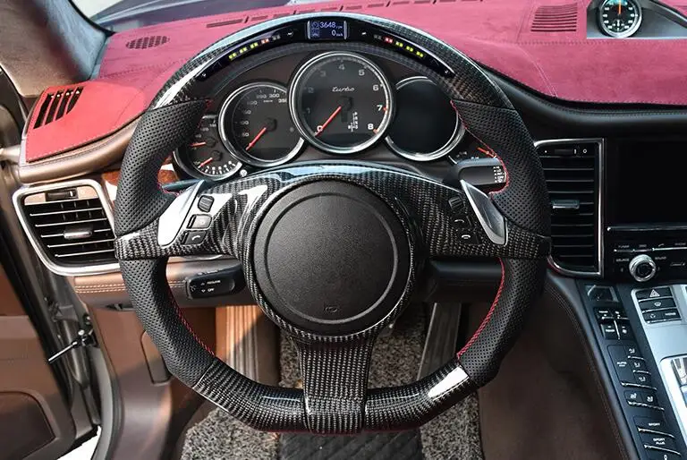 Для Porsche 911 Cayenne Palamera светодиодный спортивный руль из углеродного волокна|Рулевые