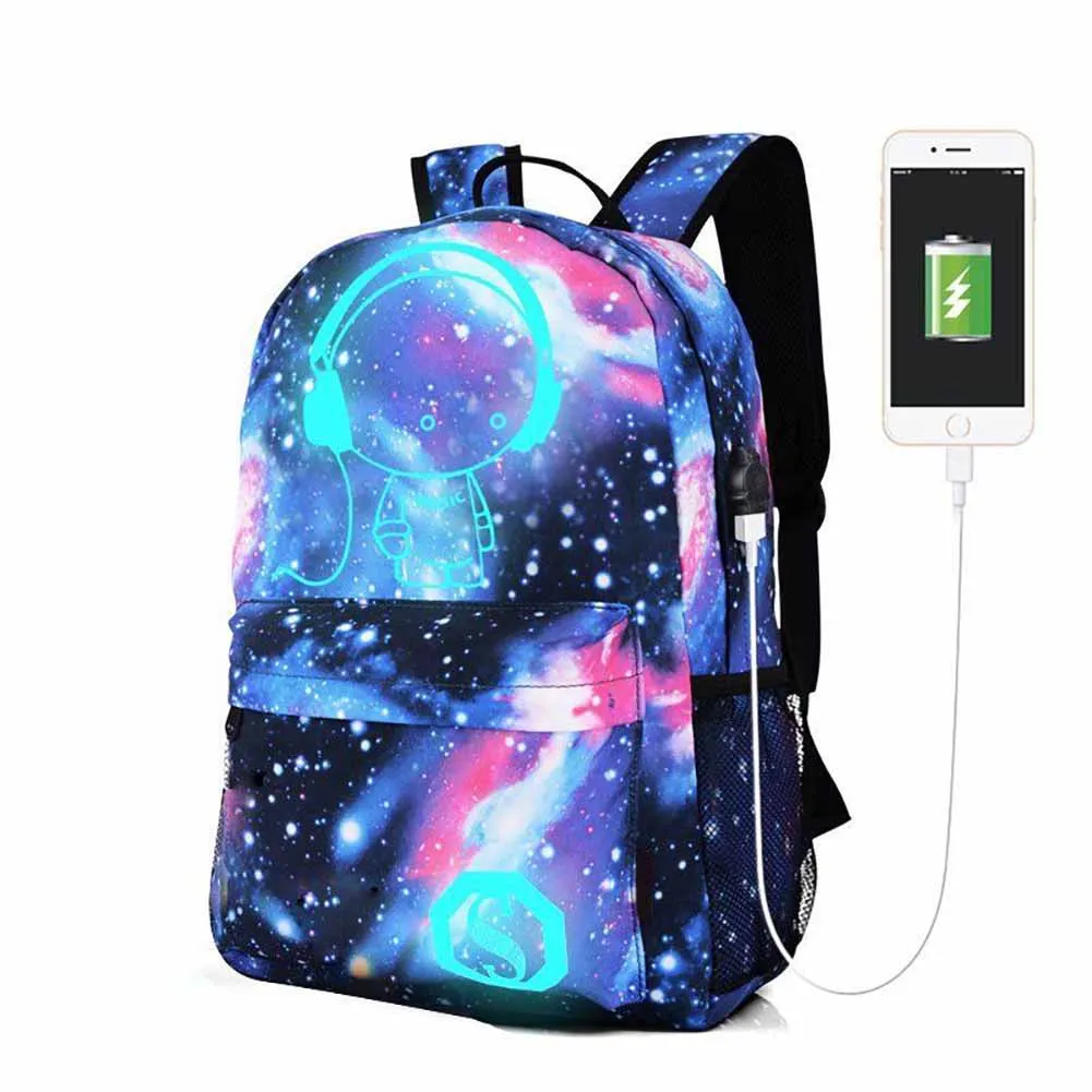 New USB Charger Anti-Theft Children School Bags Space Star Printing Backpack for Teenage Girls Boys Schoolbags ~ | Спорт и - Фото №1