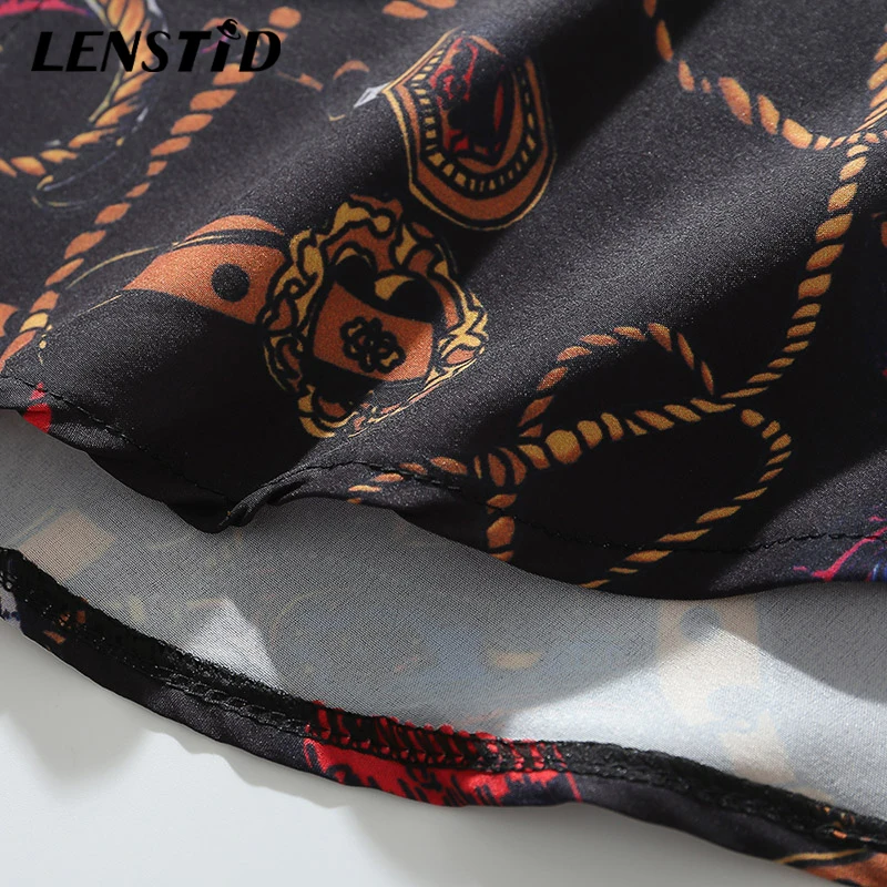 

LENSTID 2019 Autumn Hip Hop Streetwear Oversized Shirt Men Harajuku Vintage Print Hawaiian Shirts Long Sleeve Loose Tops Shirts