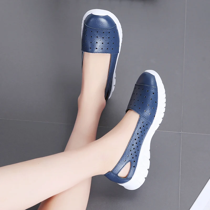 STQ/Осенняя женская обувь на плоской подошве Балетки из натуральной кожи с