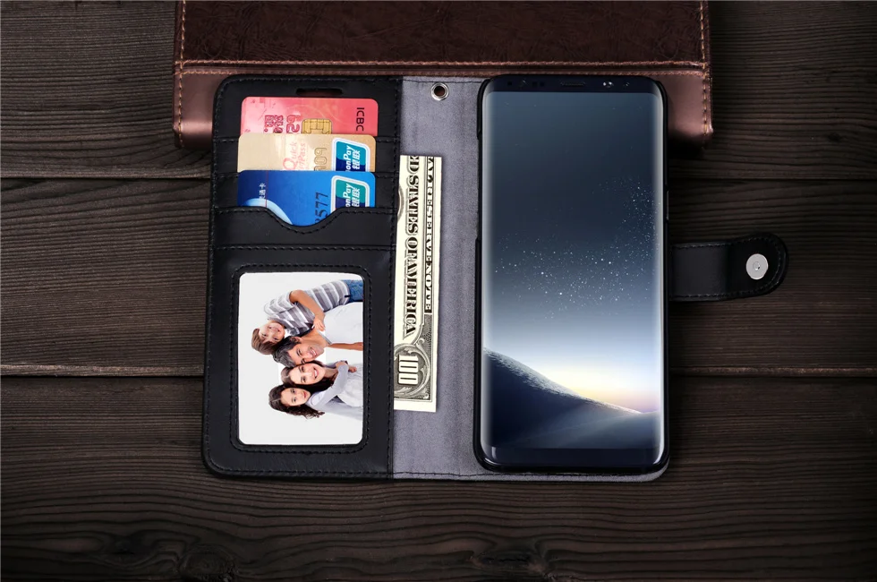 Роскошный Musubo кожа съёмный корпус для Samsung Galaxy S8 Plus, Note 8 S7 Edge чехол Чехол-книжка с застежкой на магните с отделениями для карт
