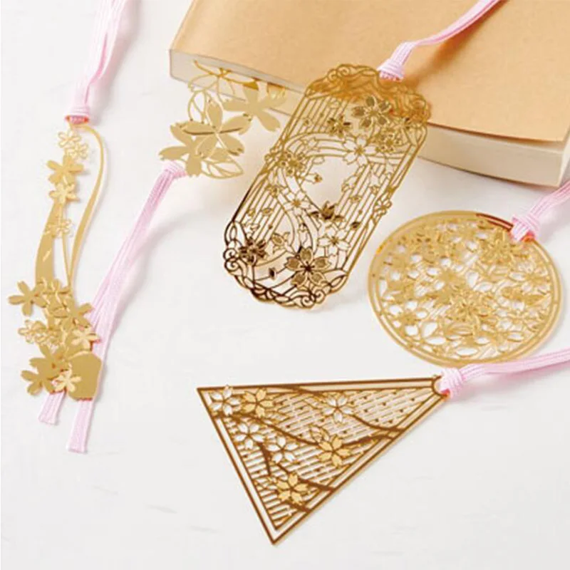 

Sakura Metal Hollow Bookmark Creative Chinese Style Cherry Blossoms Bookmarks Book Folder Office School Supplies Stationery Gift