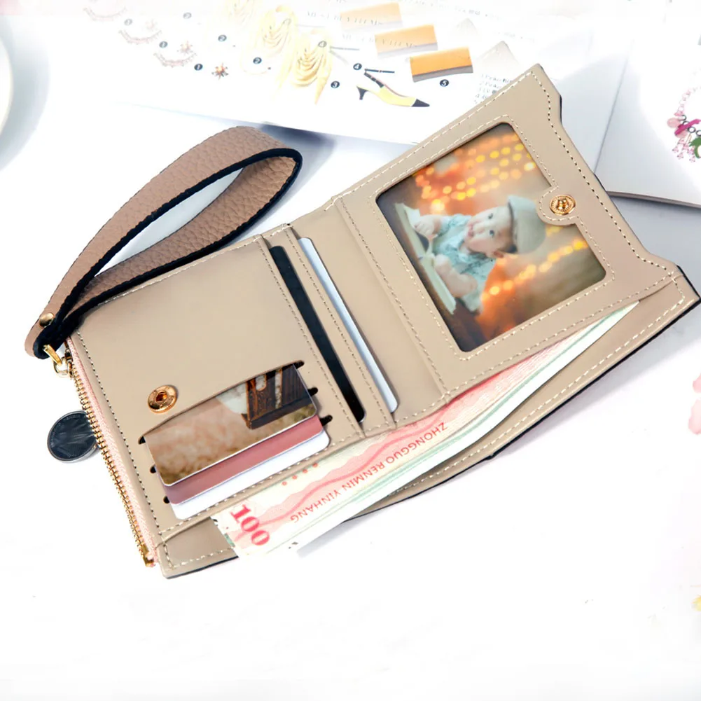 Женский короткий кошелек на молнии из искусственной кожи защитный для карт и