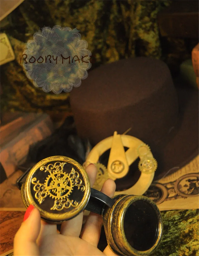 Ретро панк унисекс вечерние коричневые плоские шляпы Винтаж стимпанк снаряжение