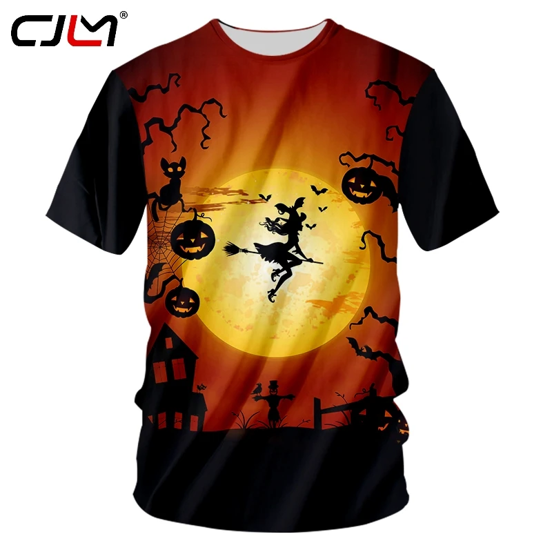 Футболка CJLM мужская с круглым вырезом свободная тенниска 3D рисунком тыквы и